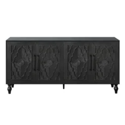 Sideboard Buffet, Wood Floor Cabinet With Carved Flower Door, Metal Handle, Freestanding Sideboard 10 Sideboard Buffet, Wood Floor Cabinet With Carved Flower Door, Metal Handle, Freestanding Sideboard -Garvee Sales GUEST da13a900 a1d7 4e9c b3a7 9cd8204d7515