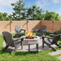 Folding Adirondack Chairs Set Of 4 With 2 Side Table,HDPE Plastic Outdoor Chairs, Wood Texture,380Lbs & Weather Resistant For Fire Deck,Patio 21 Folding Adirondack Chairs Set Of 4 With 2 Side Table,HDPE Plastic Outdoor Chairs, Wood Texture,380Lbs & Weather Resistant For Fire Deck,Patio -Garvee Sales GUEST da7df694 7d4b 4b96 b9ba 9d2356f2e334