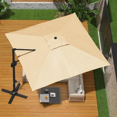 10ftx10ft Cantilever Patio Umbrella With Base,umbrella Outdoor Patio,360 Rotation Outdoor Umbrella With Stand For Deck,Pool,Backyard 6 10ftx10ft Cantilever Patio Umbrella With Base,umbrella Outdoor Patio,360 Rotation Outdoor Umbrella With Stand For Deck,Pool,Backyard - Image 6