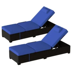 Outdoor Patio Chaise Lounge Chairs Set Of 2, PE Wicker Pool Recliners With Adjustable Backrest, Storage Shelf And Cushions 14 Outdoor Patio Chaise Lounge Chairs Set Of 2, PE Wicker Pool Recliners With Adjustable Backrest, Storage Shelf And Cushions -Garvee Sales GUEST db586109 6deb 4664 ae66 ba3ffd7885e7