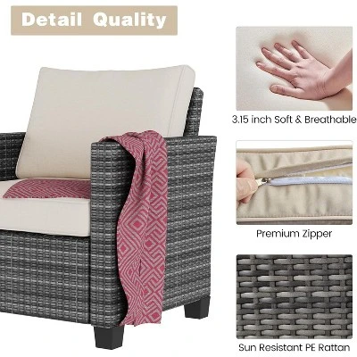 5-Piece Outdoor Patio Furniture Set, 7-Seat PE Rattan Sectional Sofa With Storage Table & Water-Repellent Cushions, Backyard, Deck, Poolside 3 5-Piece Outdoor Patio Furniture Set, 7-Seat PE Rattan Sectional Sofa With Storage Table & Water-Repellent Cushions, Backyard, Deck, Poolside - Image 3