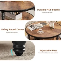 Whizmax Round Coffee Table, Rustic Wooden Surface Top & Sturdy Metal Legs Industrial Sofa Table For Living Room 15 Whizmax Round Coffee Table, Rustic Wooden Surface Top & Sturdy Metal Legs Industrial Sofa Table For Living Room -Garvee Sales GUEST dc039bb3 bcce 4f4b a261 a3dd4717812f