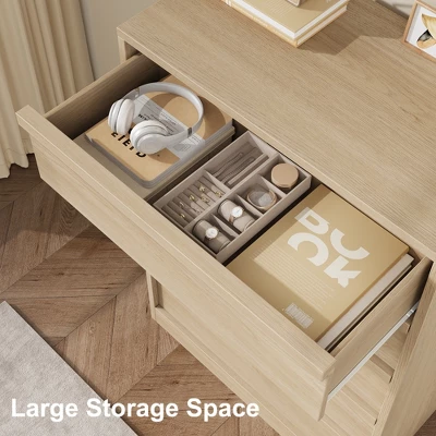 Garvee 5 Drawer Dresser For Bedroom, Natural 5 Chest Of Drawers Tall With Concave Handles, Wooden Dresser Organizer For Living Room Nursery Entryway 4 Garvee 5 Drawer Dresser For Bedroom, Natural 5 Chest Of Drawers Tall With Concave Handles, Wooden Dresser Organizer For Living Room Nursery Entryway - Image 4