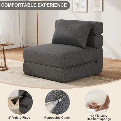 Modern Convertible Sleeper Chair With Upgraded Pillow, Foldable Memory Foam Sleepers, Comfy Floor Sofa 2 Modern Convertible Sleeper Chair With Upgraded Pillow, Foldable Memory Foam Sleepers, Comfy Floor Sofa - Image 2