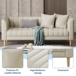 Garvee Faux Leather Sofa Couch, Modern 78" W Sofa With Deep Seats, 3 Seater Sofa Couch With 2 Throw Pillows And Wood Legs, For Living Room 14 Garvee Faux Leather Sofa Couch, Modern 78" W Sofa With Deep Seats, 3 Seater Sofa Couch With 2 Throw Pillows And Wood Legs, For Living Room -Garvee Sales GUEST dc7d44af df7d 41dc 8df0 17baebc32ead