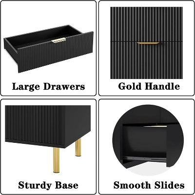 Dresser, Modern 5 Drawer Dresser For Bedroom With Gold Handle And Large Drawer, Wood Double Chest Of Drawers And Storage Organizer For Living Room 5 Dresser, Modern 5 Drawer Dresser For Bedroom With Gold Handle And Large Drawer, Wood Double Chest Of Drawers And Storage Organizer For Living Room - Image 5