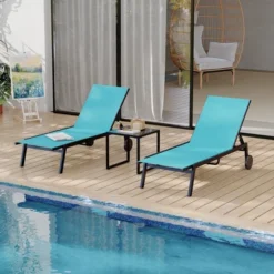 Adjustable Backrest Poolside Loungers Set Of 3, Outdoor Lounge Chairs With Wheels, Patio Chaise Lounge Chairs With Side Table 14 Adjustable Backrest Poolside Loungers Set Of 3, Outdoor Lounge Chairs With Wheels, Patio Chaise Lounge Chairs With Side Table -Garvee Sales GUEST dc958b49 7d9e 4846 b580 abdde4a14bd7