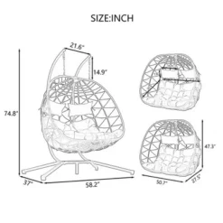 2 Persons Egg Chair With Stand, Large Rattan Wicker Swing With Headrest, Thick Cushion, Indoor Outdoor Hanging Basket Chair 9 2 Persons Egg Chair With Stand, Large Rattan Wicker Swing With Headrest, Thick Cushion, Indoor Outdoor Hanging Basket Chair -Garvee Sales GUEST dcdbdbe5 fb64 47f2 b7bc 15dde718cdd0