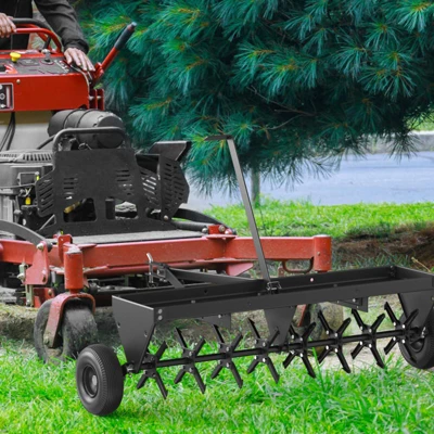 Tow Spike Aerator 48 Inches Extra-Wide Tow Bar Tow Behind Spike Aerator With Wheels Galvanized Steel Tines, Durable For Farm, Lawn (Black) 4 Tow Spike Aerator 48 Inches Extra-Wide Tow Bar Tow Behind Spike Aerator With Wheels Galvanized Steel Tines, Durable For Farm, Lawn (Black) - Image 4