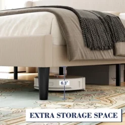 Garvee Queen Upholstered Bed Frame With Wingback Headboard, Luxurious Velvet Upholstery Platform Bed, Wooden Slat Support, Box Spring Optional -Garvee Sales GUEST dd628b45 53c0 49d9 9736 caec8c6becd9