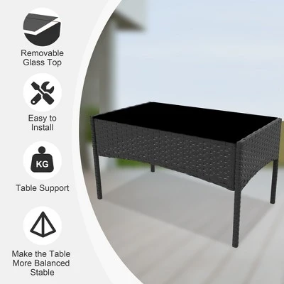 4-Piece All-Weather Patio Set - UV-Resistant PE Rattan & Rust-Proof Iron, Ergonomic Chairs, Tempered Glass Table For Indoor/Outdoor 6 4-Piece All-Weather Patio Set - UV-Resistant PE Rattan & Rust-Proof Iron, Ergonomic Chairs, Tempered Glass Table For Indoor/Outdoor - Image 6