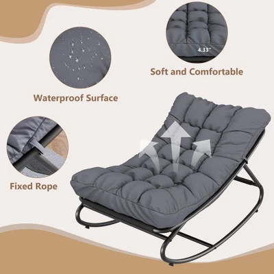Patio Rocking Chair With Thick Cushion, Comfy Indoor/Outdoor Lounge Rocker For Porch, Garden, Living Room 4 Patio Rocking Chair With Thick Cushion, Comfy Indoor/Outdoor Lounge Rocker For Porch, Garden, Living Room - Image 4