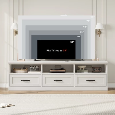 70in TV Stand For TVs Up To 80", Mid Century Modern Entertainment Center With Drawer, TV Console Media Cabinet For Living Room, Bedroom 5 70in TV Stand For TVs Up To 80", Mid Century Modern Entertainment Center With Drawer, TV Console Media Cabinet For Living Room, Bedroom - Image 5