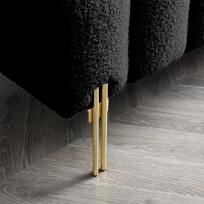 53.2”End Of Bed Bench, Upholstered 2 Seat Sofa Couch, Entryway Ottoman Bench With Metal Legs, Fuzzy Long Bench For Living Room Bedroom Shops 3 53.2”End Of Bed Bench, Upholstered 2 Seat Sofa Couch, Entryway Ottoman Bench With Metal Legs, Fuzzy Long Bench For Living Room Bedroom Shops - Image 3