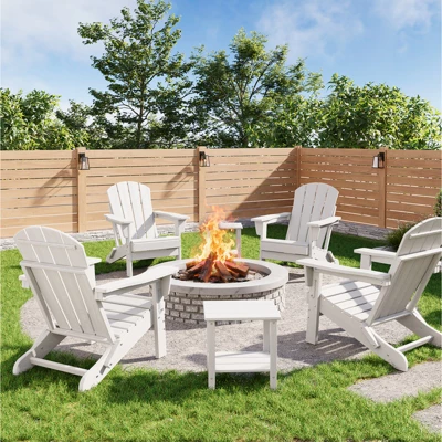 Folding Adirondack Chairs Set Of 4 With 2 Side Table,HDPE Plastic Outdoor Chairs, Wood Texture,380Lbs & Weather Resistant For Fire Deck,Patio 12 Folding Adirondack Chairs Set Of 4 With 2 Side Table,HDPE Plastic Outdoor Chairs, Wood Texture,380Lbs & Weather Resistant For Fire Deck,Patio - Image 12