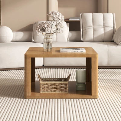 30.8" Modern Square Coffee Table, 2 Tier Center Table With Open Storage, Accent Coffee Table Nightstand For Living Room Bedroom Office 8 30.8" Modern Square Coffee Table, 2 Tier Center Table With Open Storage, Accent Coffee Table Nightstand For Living Room Bedroom Office - Image 8