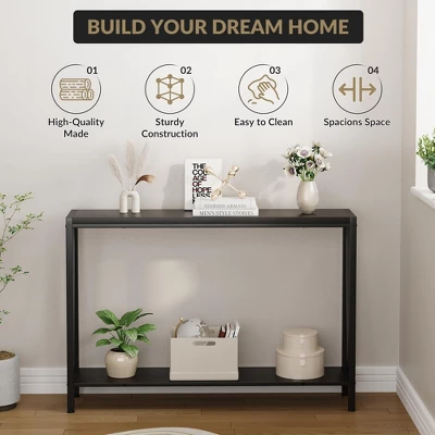 2-Tier Industrial Long Entryway Table With Metal Frame 5 2-Tier Industrial Long Entryway Table With Metal Frame - Image 5