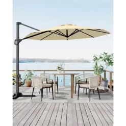 10FT Sepia Cantilever Umbrella With Base Round Top Patio Umbrella Sun Shade Windproof Offset Umbrella With 360-Degree Rotation 13 10FT Sepia Cantilever Umbrella With Base Round Top Patio Umbrella Sun Shade Windproof Offset Umbrella With 360-Degree Rotation -Garvee Sales GUEST df62b0b6 69f0 458d 8627 926588b51813