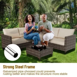 Outdoor PE Wicker Furniture Set 4 Piece -Garvee Sales GUEST df7e298a 2f09 4983 a797 46af546cc0d9