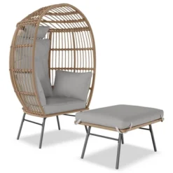 Oversize Wicker Egg Chair With Ottoman – Grey Rattan Hanging Basket Chair With Thick Cushion (Weather-Resistant) 10 Oversize Wicker Egg Chair With Ottoman – Grey Rattan Hanging Basket Chair With Thick Cushion (Weather-Resistant) -Garvee Sales GUEST e043435c 2d67 4b15 a170 3b2c0d9014f7