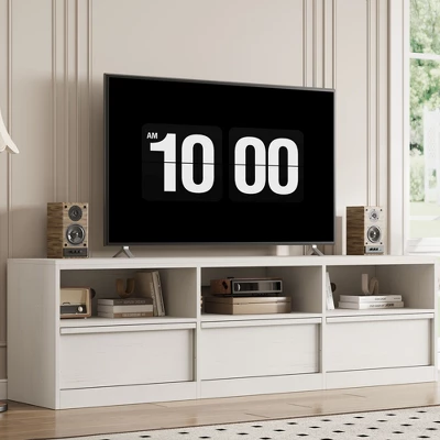 70 Inch TV Stand For 80" TVs, Mid Century Modern Entertainment Center With Storage Drawer & Open Shelves 3 70 Inch TV Stand For 80" TVs, Mid Century Modern Entertainment Center With Storage Drawer & Open Shelves - Image 3