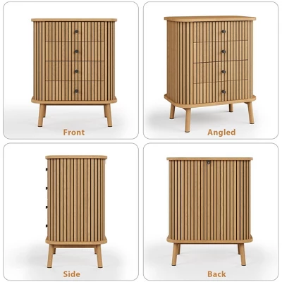Fluted 4 Drawers Dresser, Tall Modern Chest Of Drawers, Bedroom Dressers With Drawers 7 Fluted 4 Drawers Dresser, Tall Modern Chest Of Drawers, Bedroom Dressers With Drawers - Image 7