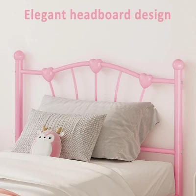 Twin Size Bed Frame With Iron-Art Sweet Heart Headboard & Footboard 2 Twin Size Bed Frame With Iron-Art Sweet Heart Headboard & Footboard - Image 2