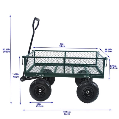Steel Garden Cart Heavy Duty 550 Lbs Capacity With Removable Mesh Sides Utility Metal Wagon With 180° Rotating Handle Perfect For Garden 11 Steel Garden Cart Heavy Duty 550 Lbs Capacity With Removable Mesh Sides Utility Metal Wagon With 180° Rotating Handle Perfect For Garden - Image 11