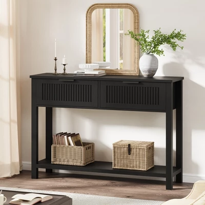 Farmhouse Entryway Table,43 Inch Wood Console Table With 2 Drawers,2 Tier Sofa Table With Storage For Living Room, Foyer Tables For Entryway 8 Farmhouse Entryway Table,43 Inch Wood Console Table With 2 Drawers,2 Tier Sofa Table With Storage For Living Room, Foyer Tables For Entryway - Image 8