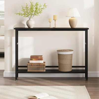 5.9" Slim Sofa Table, 2 Tier Narrow Console Table With Adjustable Shelf, Space-Saving Behind Couch Table 2 5.9" Slim Sofa Table, 2 Tier Narrow Console Table With Adjustable Shelf, Space-Saving Behind Couch Table - Image 2