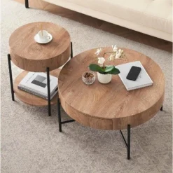 Round Coffee Table With Drawers Circle Living Room Table Wood Accent Coffee Table 14 Round Coffee Table With Drawers Circle Living Room Table Wood Accent Coffee Table -Garvee Sales GUEST e11f358c 24fb 487c b9e3 975fac280181
