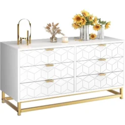 6-Drawer Dresser For Bedroom – Modern Wood Chest With Gold Metal Handles For Hallway, Entryway, And Living Room 10 6-Drawer Dresser For Bedroom – Modern Wood Chest With Gold Metal Handles For Hallway, Entryway, And Living Room -Garvee Sales GUEST e1e4e0be 2701 414b 8937 55a168a6a7bc