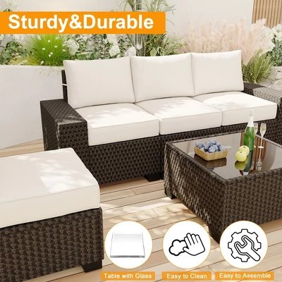 Whizmax 6-Piece Outdoor Patio Furniture Set With Modern Rattan Wicker, Perfect For Garden, Deck, And Backyard 3 Whizmax 6-Piece Outdoor Patio Furniture Set With Modern Rattan Wicker, Perfect For Garden, Deck, And Backyard - Image 3
