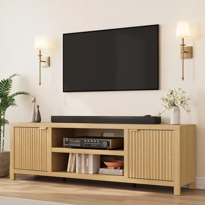 Garvee 70" TV Stand Entertainment Center With Storage, Fluted Door And Gold Handle, Wooden Media Console Cabinet For Living Room, Bedroom 8 Garvee 70" TV Stand Entertainment Center With Storage, Fluted Door And Gold Handle, Wooden Media Console Cabinet For Living Room, Bedroom - Image 8