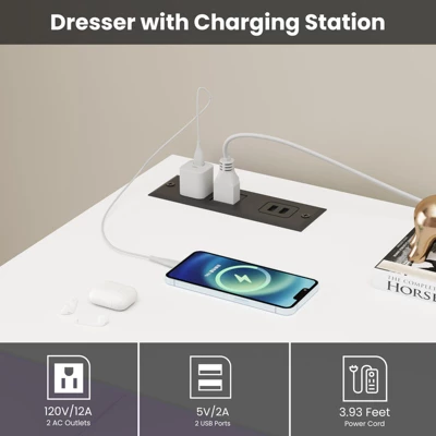 6/8 Drawer Dressers For Bedroom, Chest Of Drawers With Deep Drawers, Large Double Dresser For Closet With Wide Top, Horizontal Wooden Dresser 2 6/8 Drawer Dressers For Bedroom, Chest Of Drawers With Deep Drawers, Large Double Dresser For Closet With Wide Top, Horizontal Wooden Dresser - Image 2