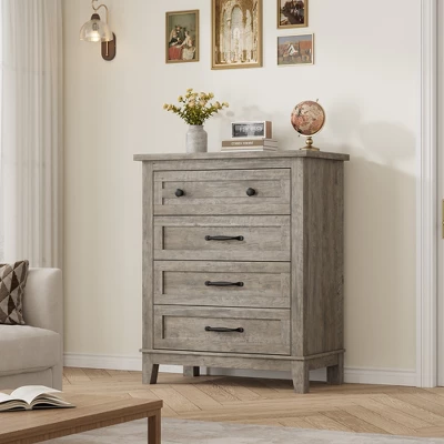 4 Dresser For Bedroom, 34.8" Tall Drawer Dresser With Storage Freestanding, Wooden Closet Storage Chest For Living Room, Bedroom, Office 10 4 Dresser For Bedroom, 34.8" Tall Drawer Dresser With Storage Freestanding, Wooden Closet Storage Chest For Living Room, Bedroom, Office - Image 10