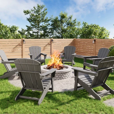 Modern HDPE Adirondack Chair Set Of 6 - Oversize 380lb Capacity, Weather-Resistant Poly Lumber With Wood Texture For Deck, Pool, Porch Outdoor Use 11 Modern HDPE Adirondack Chair Set Of 6 - Oversize 380lb Capacity, Weather-Resistant Poly Lumber With Wood Texture For Deck, Pool, Porch Outdoor Use - Image 11