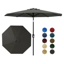 Patio Umbrella 9ft, Table Umbrella Outdoor Patio UV Protection With Crank Lift & Push Button Tilt, 8 Sturdy Ribs For Yard, Deck, Pool -Garvee Sales GUEST e3626ab8 aa38 4432 8525 99d6a8fab137