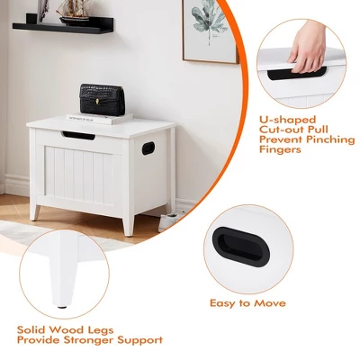 Whizmax Storage Chest, Upholstered Storage Trunk With 2 Safety Hinges, Storage Bench, Flip-Top Toy Chest For Entryway, Bedroom, Living Room, White 6 Whizmax Storage Chest, Upholstered Storage Trunk With 2 Safety Hinges, Storage Bench, Flip-Top Toy Chest For Entryway, Bedroom, Living Room, White - Image 6