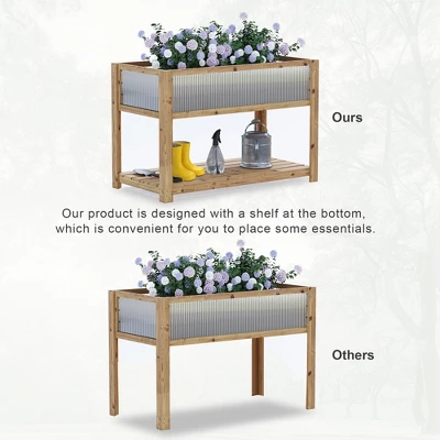 Raised Garden Bed Wood With Legs, Raised Garden Bed Planter Box With Storage Shelf, Outdoor Mobile Wooden Elevated Raised Beds 3 Raised Garden Bed Wood With Legs, Raised Garden Bed Planter Box With Storage Shelf, Outdoor Mobile Wooden Elevated Raised Beds - Image 3