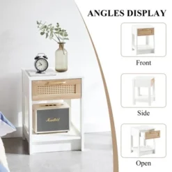 Rattan Nightstand, Modern End Table With Drawer, Nightstand Side Table With Accessories For Living Room Bedroom -Garvee Sales GUEST e4446ddc 987a 4ace 8038 4c96777fb425