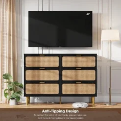 Garvee 6 Drawer Dresser For Bedroom, Rattan Closet Chest Sturdy Handles, Wooden Dresser Storage Organizer For Living Room, Nursery, Entryway 12 Garvee 6 Drawer Dresser For Bedroom, Rattan Closet Chest Sturdy Handles, Wooden Dresser Storage Organizer For Living Room, Nursery, Entryway -Garvee Sales GUEST e4626ce4 1676 4f27 8490 e5f5d1b22c45 1