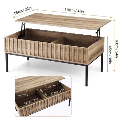 WhizMax Lift Top Coffee Table, Mid Century Modern Coffee Table, Farmhouse Wooden Coffee Table With Hidden Storage Compartment 2 WhizMax Lift Top Coffee Table, Mid Century Modern Coffee Table, Farmhouse Wooden Coffee Table With Hidden Storage Compartment - Image 2