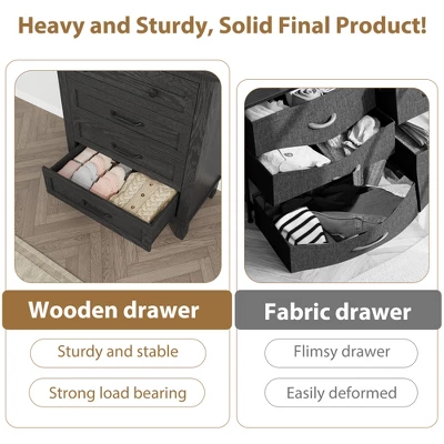 4 Dresser For Bedroom, 34.8" Tall Drawer Dresser With Storage Freestanding, Wooden Closet Storage Chest For Living Room, Bedroom, Office 6 4 Dresser For Bedroom, 34.8" Tall Drawer Dresser With Storage Freestanding, Wooden Closet Storage Chest For Living Room, Bedroom, Office - Image 6