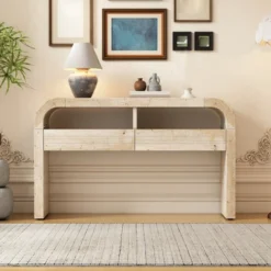 52" Console Table With 2 Drawers, Wooden Entryway Table With Open Shelf, Accent Sofa Table, Behind Couch Table For Living Room Hallway -Garvee Sales GUEST e5b069b2 1e61 4512 af0b d60d09160ace