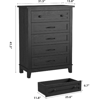 5 Dresser For Bedroom, 41.3" Tall Vertical Drawer Dresser With Storage Freestanding, Wooden Closet Storage Chest For Living Room, Bedroom, Entryway 1 5 Dresser For Bedroom, 41.3" Tall Vertical Drawer Dresser With Storage Freestanding, Wooden Closet Storage Chest For Living Room, Bedroom, Entryway