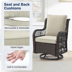 Outdoor Swivel Rocker Chairs Set 3 Piece Wicker Swivel Patio Chair With Rocking Chair, Thickened Cushions & Rattan Side Table For Balcony, Porch 15 Outdoor Swivel Rocker Chairs Set 3 Piece Wicker Swivel Patio Chair With Rocking Chair, Thickened Cushions & Rattan Side Table For Balcony, Porch -Garvee Sales GUEST e5e8592b a0f8 4a57 93aa b853a410302f 1
