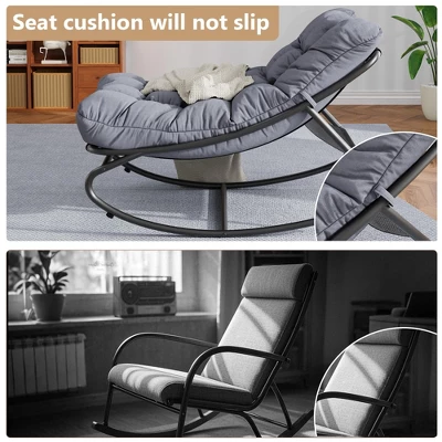 Outdoor Rocking Chairs, Comfortable Lounging Chair With Removable Cushions, Sturdy Metal Frame 5 Outdoor Rocking Chairs, Comfortable Lounging Chair With Removable Cushions, Sturdy Metal Frame - Image 5