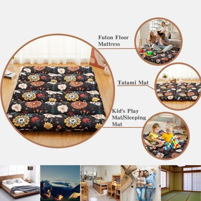 Japanese Style Futon Mattress Floral Print Floor Mattresses For Sleeping Camping Travel, Portable & Foldable Design (Twin/Full Size) 1 Japanese Style Futon Mattress Floral Print Floor Mattresses For Sleeping Camping Travel, Portable & Foldable Design (Twin/Full Size)