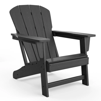 Outdoor Adirondack Chair - HDPE, With Wide Armrests & Slatted Back, All-Weather For Patio & Pool, Ergonomic Backrest 1 Outdoor Adirondack Chair - HDPE, With Wide Armrests & Slatted Back, All-Weather For Patio & Pool, Ergonomic Backrest